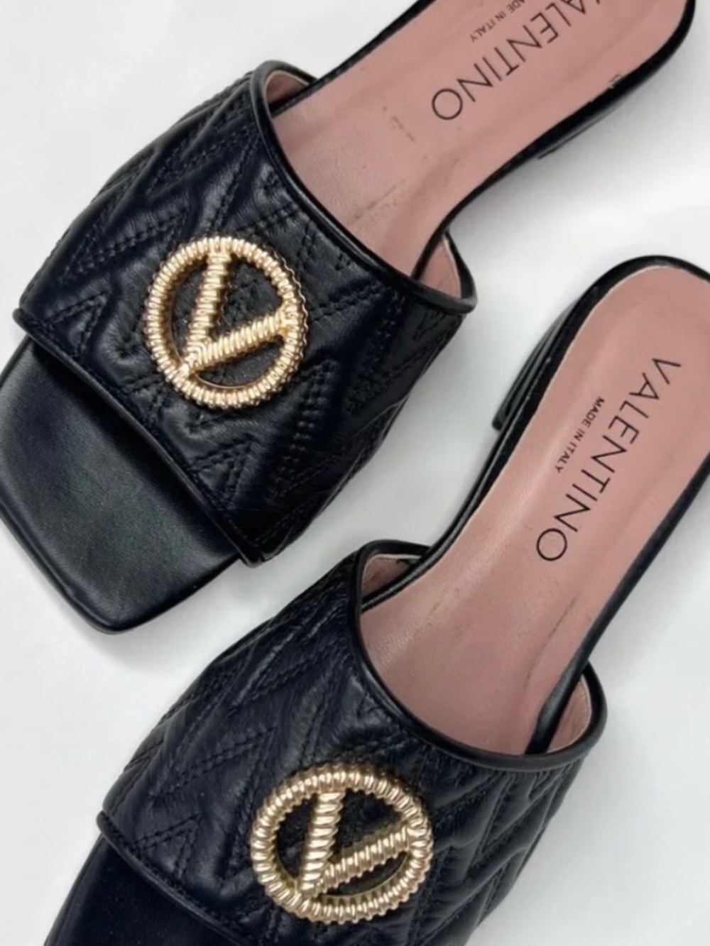 Valentino Afrodite black quilted Slides - sz 7